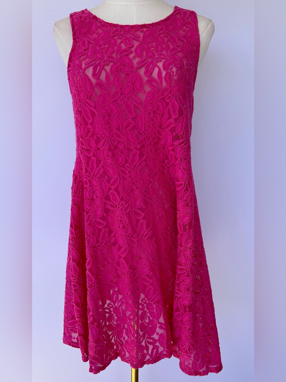 Free People Women’s Hot Pink Floral Lace Fit & Flare‎ Dress  Size Large